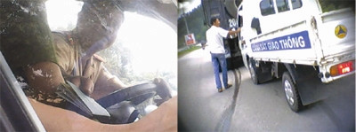 Phóng viên Tiền Phong 'chộp' được hình ảnh lái xe mãi lộ CSGT. Ảnh: Tiền Phong Phóng viên Tiền Phong ghi lại hình ảnh lái xe mãi lộ CSGT