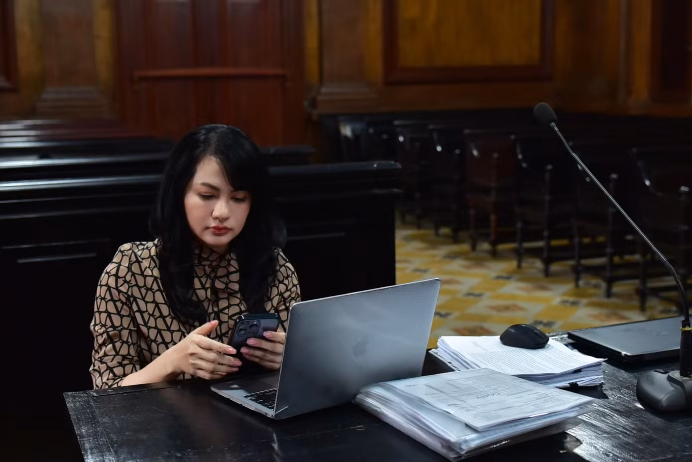 Siêu mẫu Ngọc Thúy tại phiên tòa ngày 16/10.