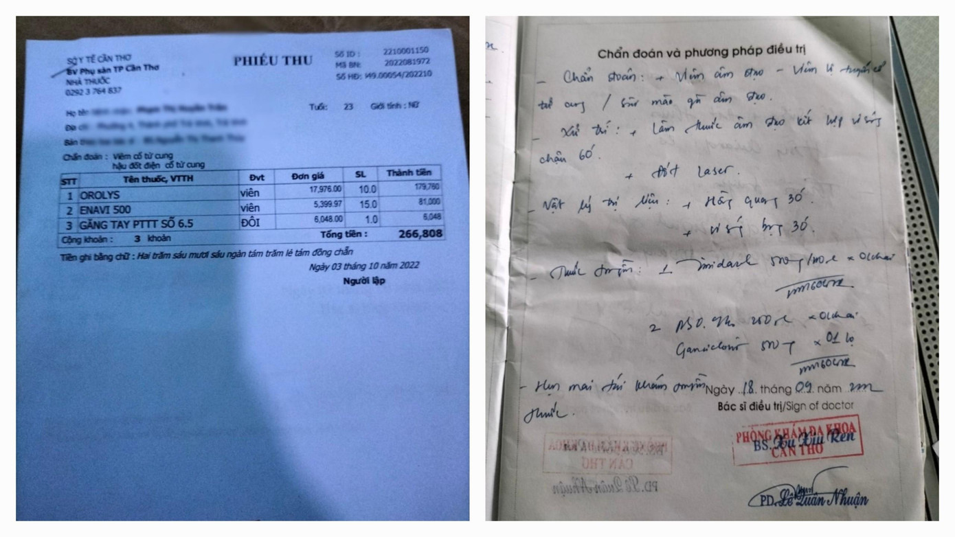Chẩn đoán của Bệnh viện Phụ sản Cần Thơ và Phòng khám Đa khoa Cần Thơ có sự mâu thuẫn về kết quả - Ảnh nạn nhân cung cấp.