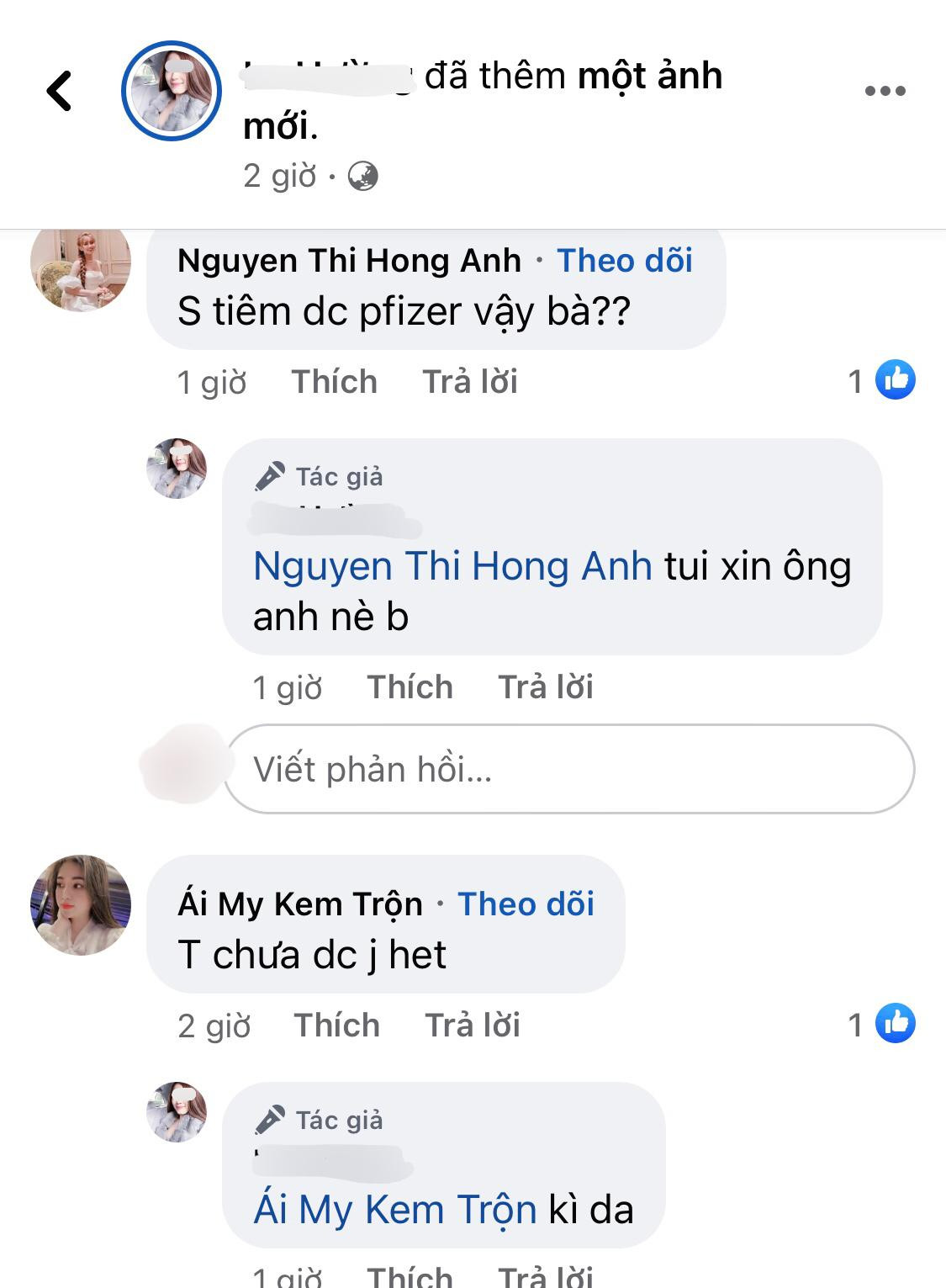 Các bình luận của bạn bè hỏi về việc tiêm vắc xin và câu trả lời của tác giả gây bức xúc trong dư luận xã hội - Ảnh: Người dân cung cấp. Các bình luận của bạn bè hỏi về việc tiêm vắc xin và câu trả lời của tác giả gây bức xúc trong dư luận xã hội - Ảnh: Người dân cung cấp.