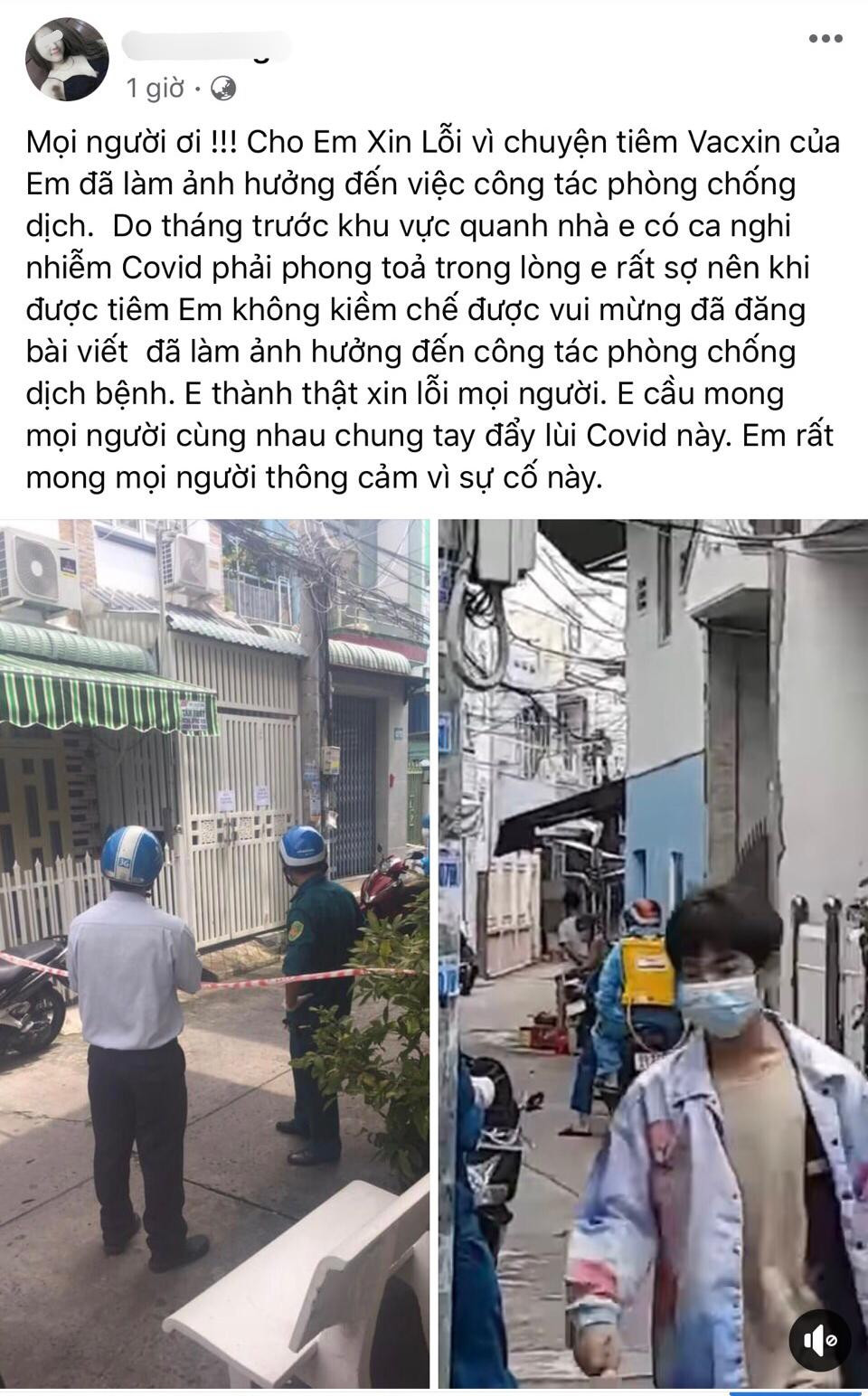 L.H đăng thông tin xin lỗi liên quan vụ bài viết tiêm vắc xin trên trang cá nhân - Ảnh: Người dân cung cấp. L.H đăng thông tin xin lỗi liên quan vụ bài viết tiêm vắc xin trên trang cá nhân - Ảnh: Người dân cung cấp.