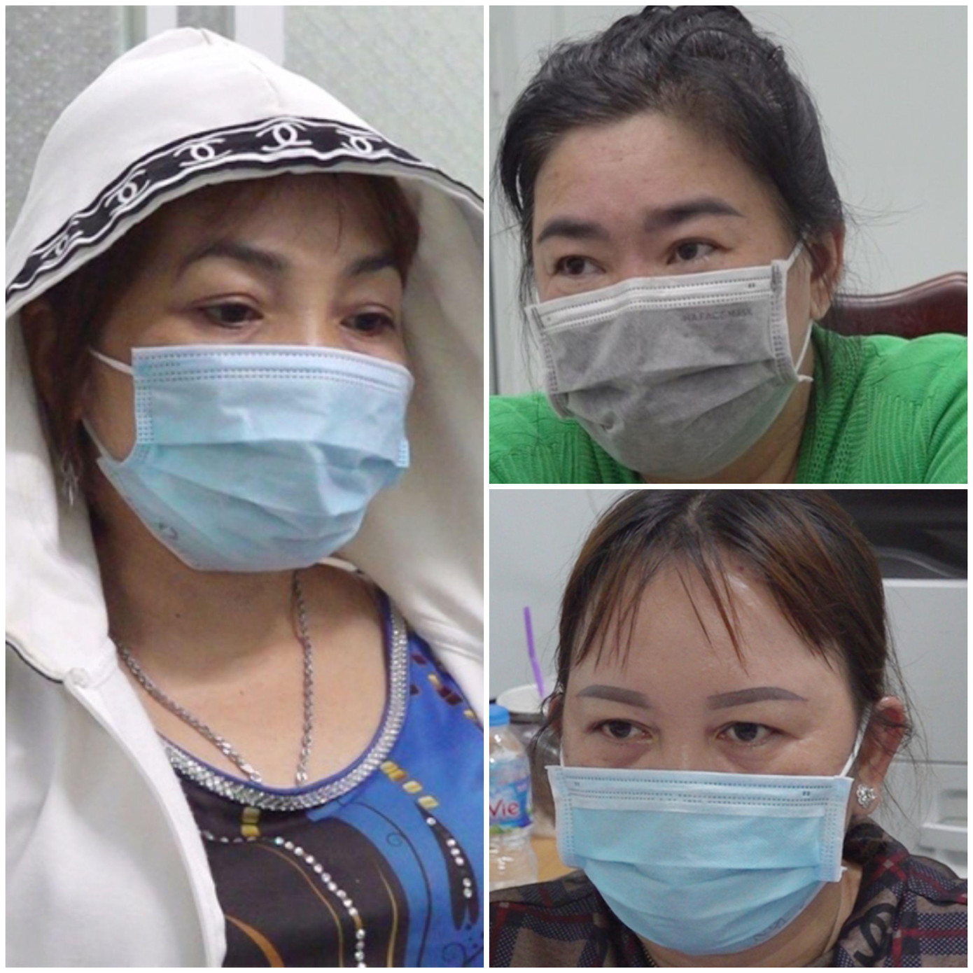 Các đối tượng Lương Thị Kim Khá (áo trắng), La Thị Hồng Yến (áo xanh) và Trương Thị Bích Hạnh. Các đối tượng Lương Thị Kim Khá (áo trắng), La Thị Hồng Yến (áo xanh) và Trương Thị Bích Hạnh.