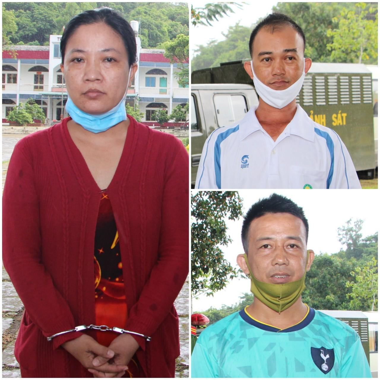 Các đối tượng Phấn, Lê (áo trắng) và Sang. Các đối tượng Phấn, Lê (áo trắng) và Sang.