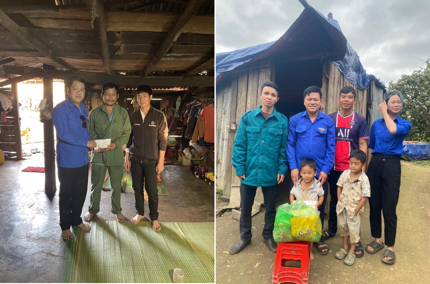 12 phần quà được trao tặng các hộ có hoàn cảnh đặc biệt khó khăn trong xã.