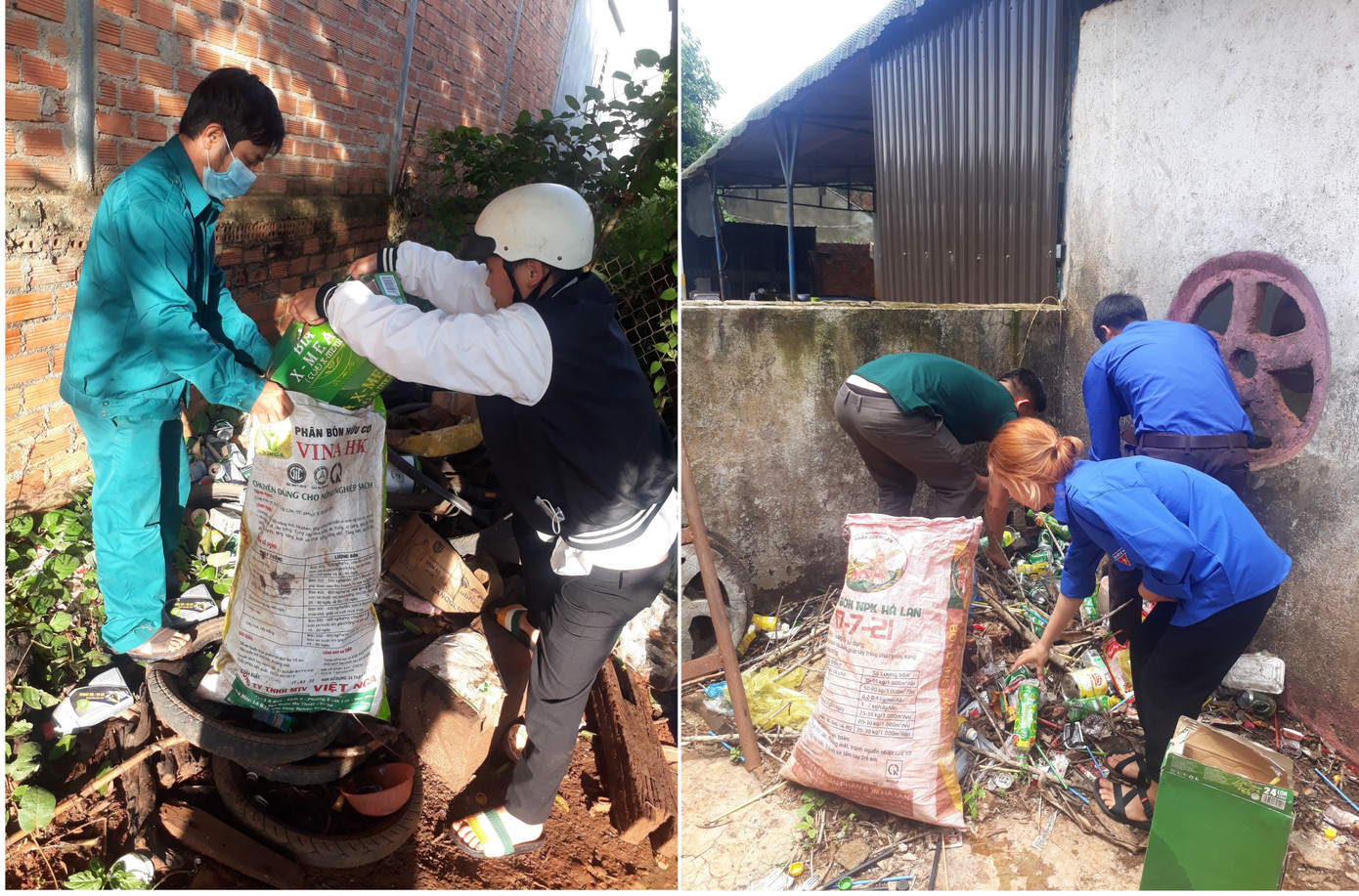 Bên cạnh việc tuyên truyền người dân tự mang đồ ủng hộ tới, các bạn trẻ xã Tân Thành còn đi tới tận nhà dân thu gom mang về tập kết tại &quot;Ngôi nhà 100 đồng&quot;.