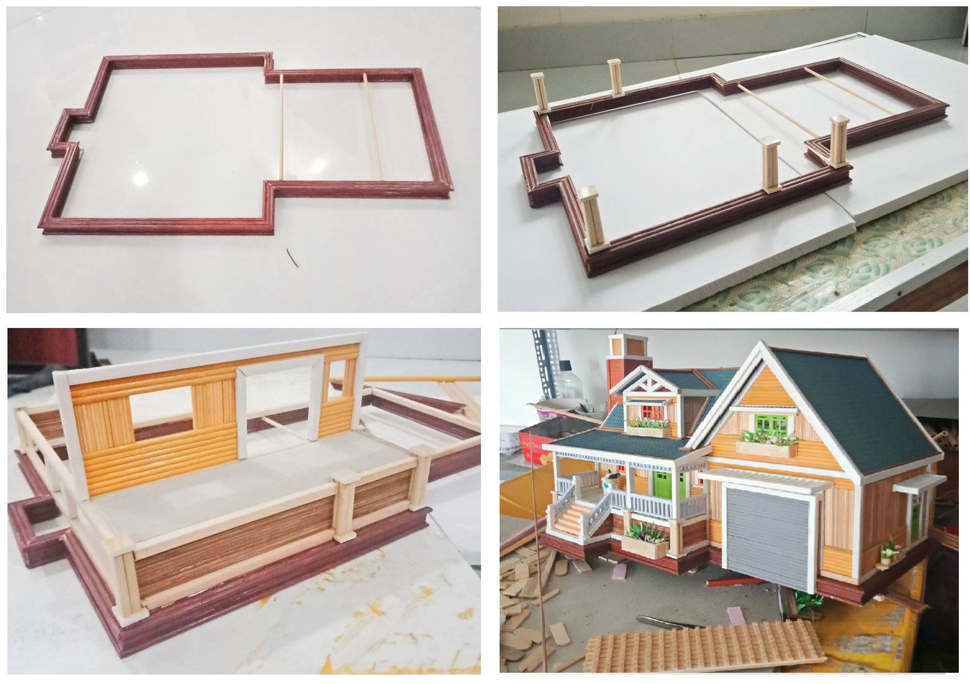 Ngôi nhà nhỏ xinh có kích thước 20-30cm được ghép lại từ hàng trăm mẩu tăm tre. Ngôi nhà nhỏ xinh có kích thước 20-30cm được ghép lại từ hàng trăm mẩu tăm tre.