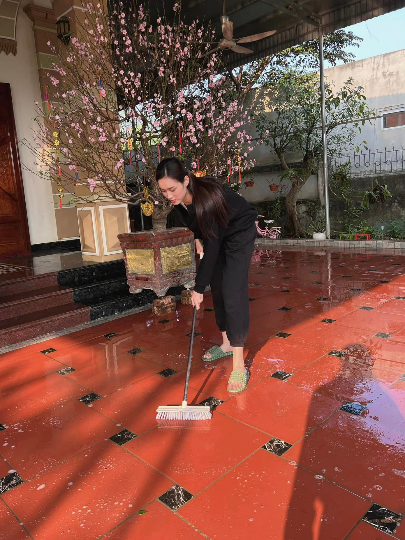 Chiều 30 Tết, Hoa hậu Đỗ Thị Hà tất bật lau dọn cửa nhà chuẩn bị đón Giao thừa. Người hâm mộ Đỗ Thị Hà không còn xa lạ với những hình ảnh này. Chiều 30 Tết, Hoa hậu Đỗ Thị Hà tất bật lau dọn cửa nhà chuẩn bị đón Giao thừa. Người hâm mộ Đỗ Thị Hà không còn xa lạ với những hình ảnh này.