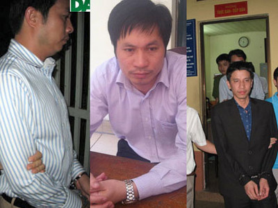 Huy (trái), Cường (giữa) và Hà đã bị tạm giam để phục vụ điều tra