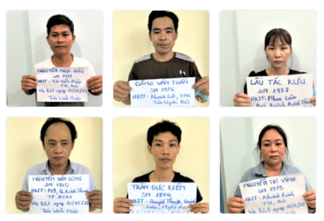 Các đối tượng trong đường dây đánh bạc bị bắt giữ