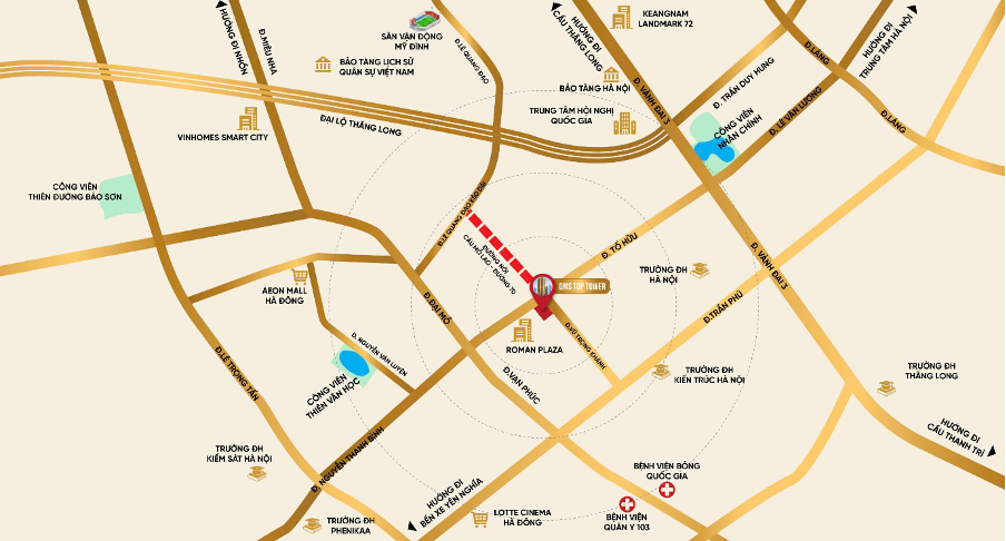 QMS Top Tower sở hữu vị trí đắc địa bậc nhất Thủ đô. (Nguồn: Đất Xanh Miền Bắc)