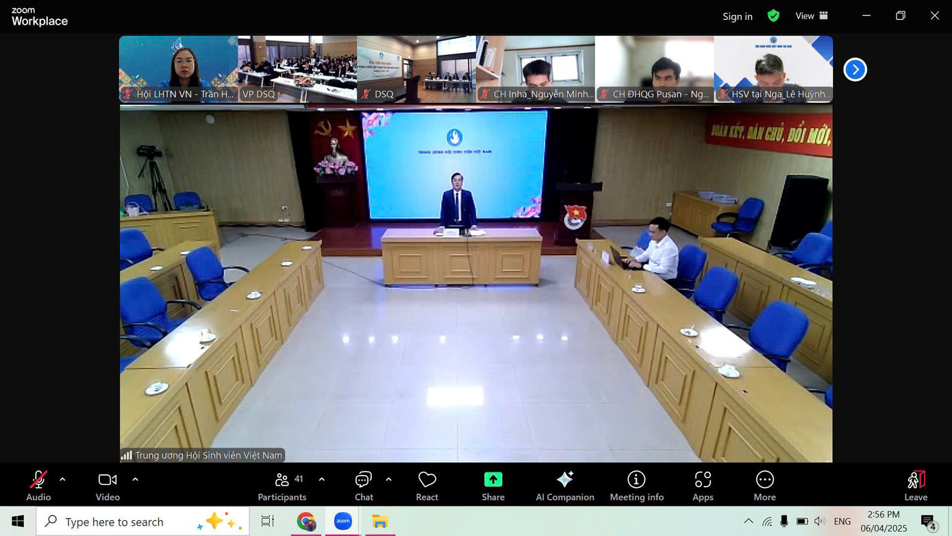 Anh Nguyễn Bá Cát - Phó Chủ tịch T.Ư Hội SVVN phát biểu tại Đại hội qua điểm cầu trực tuyến. Anh Nguyễn Bá Cát - Phó Chủ tịch T.Ư Hội SVVN phát biểu tại Đại hội qua điểm cầu trực tuyến.