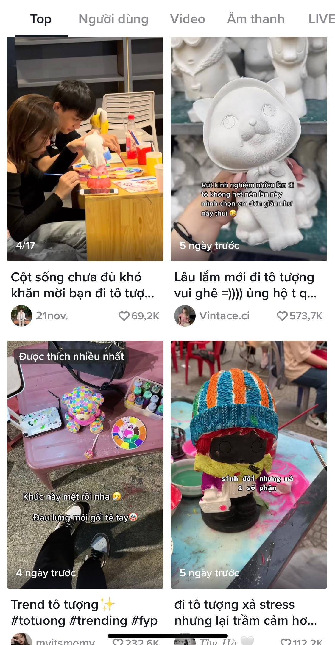 Trào lưu tô tượng được hưởng ứng nhiệt tình trên nền tảng Tiktok. Ảnh chụp màn hình Trào lưu tô tượng được hưởng ứng nhiệt tình trên nền tảng Tiktok. Ảnh chụp màn hình