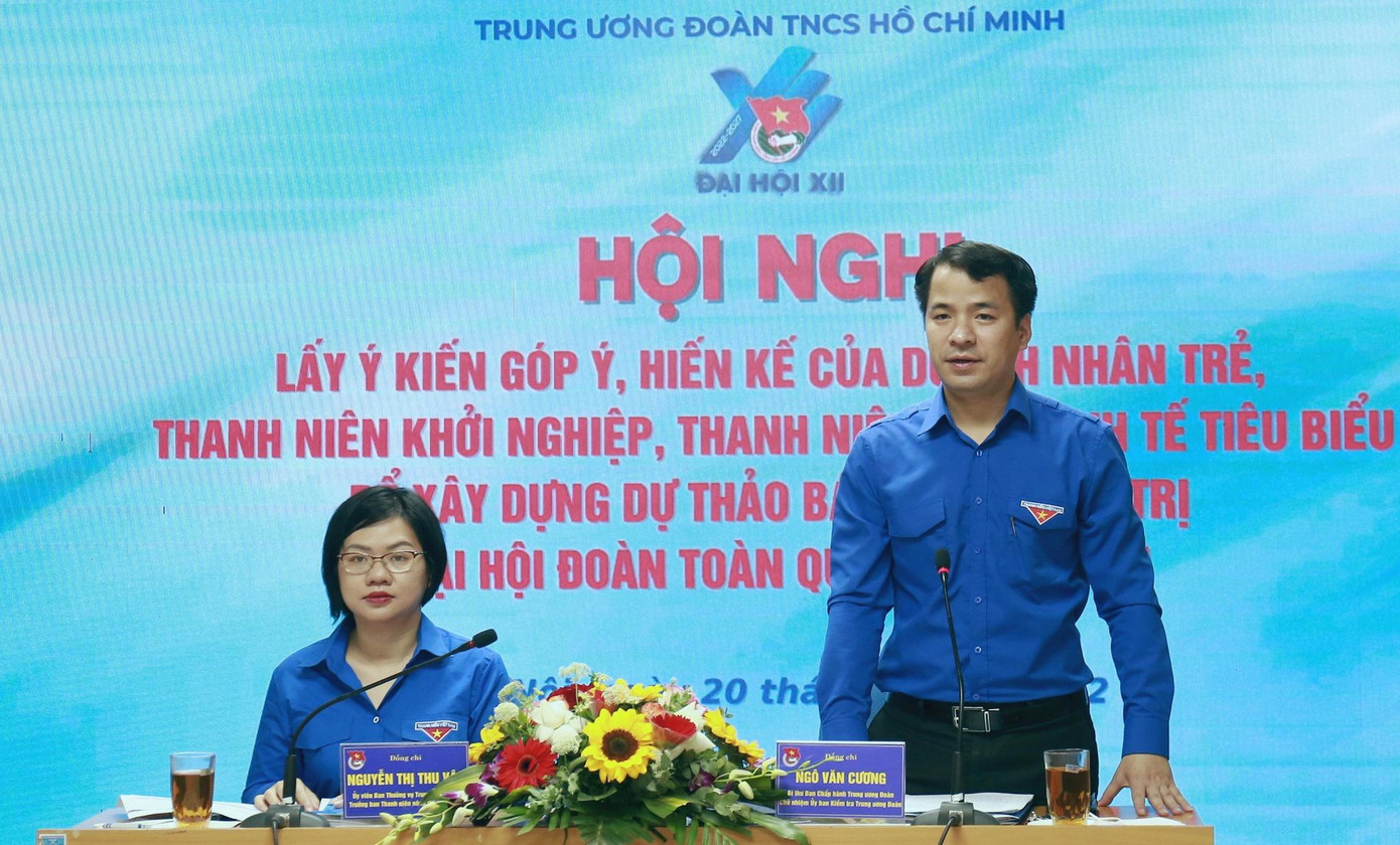 Bí thư T.Ư Đoàn Ngô Văn Cương phát biểu tại hội nghị. Ảnh: Bảo Anh Bí thư T.Ư Đoàn Ngô Văn Cương phát biểu tại hội nghị. Ảnh: Bảo Anh