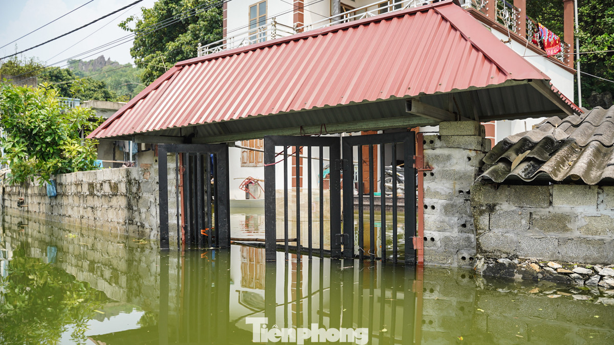 Mực nước dâng cao, buộc nhiều hộ dân phải di tản khẩn cấp đến an toàn, để lại nhà cửa trống không.