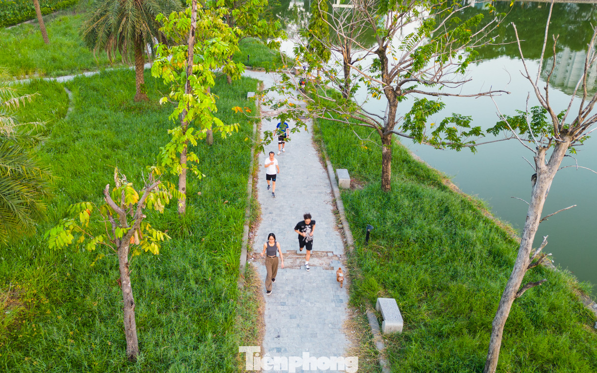 Nhìn từ trên cao, các đoạn gạch lát quanh hồ nứt vỡ và bong tróc tạo thành những cái 'bẫy' tiềm ẩn cho người đi dạo và tập thể dục.
