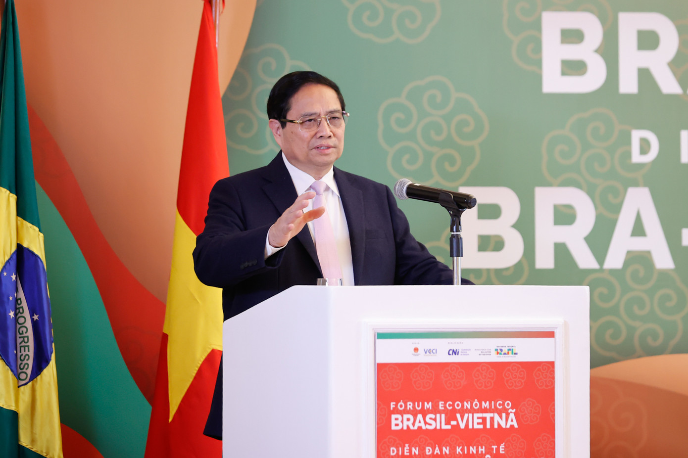 Thủ tướng Phạm Minh Chính: Hợp tác Việt Nam - Brazil không có giới hạn, không có cản trở. Ảnh: VGP/Nhật Bắc.