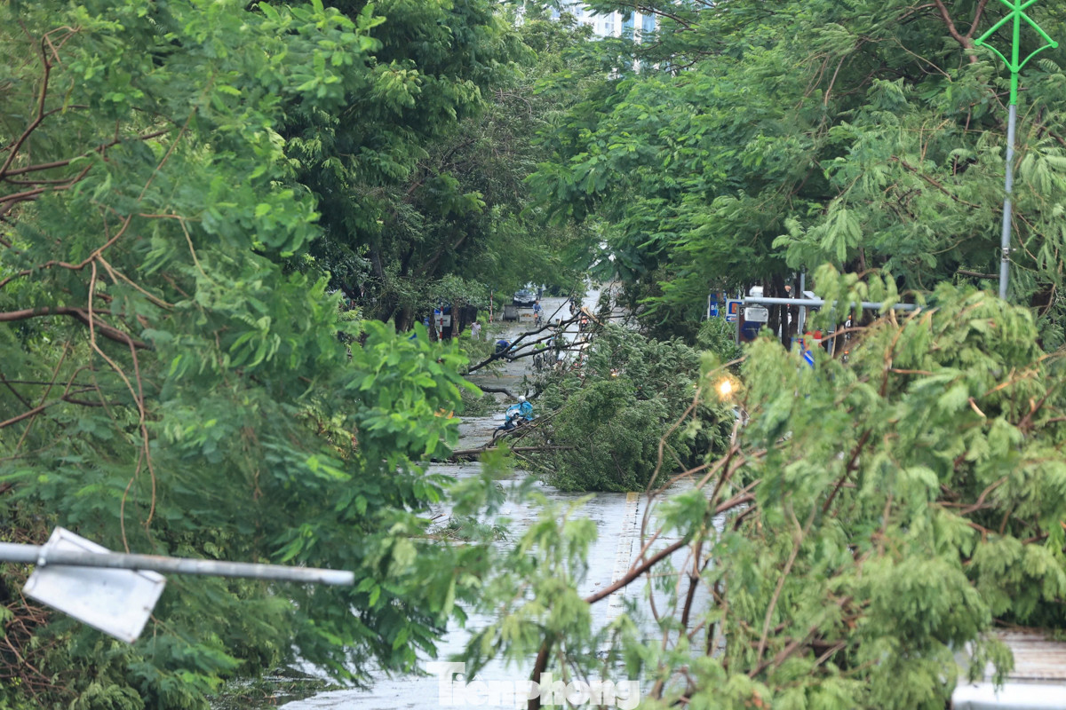 Vào 21 giờ tối ngày 7/9, tâm bão số 3 đã đi qua thủ đô Hà Nội với sức gió mạnh nhất vùng gần tâm bão cấp 9-10, giật cấp 12. Cơn mưa lớn kéo dài hơn 1 giờ đồng hồ với cường độ cao đã dần ngớt vào tối qua, để lại nhiều hậu quả nặng nề cho thành phố.