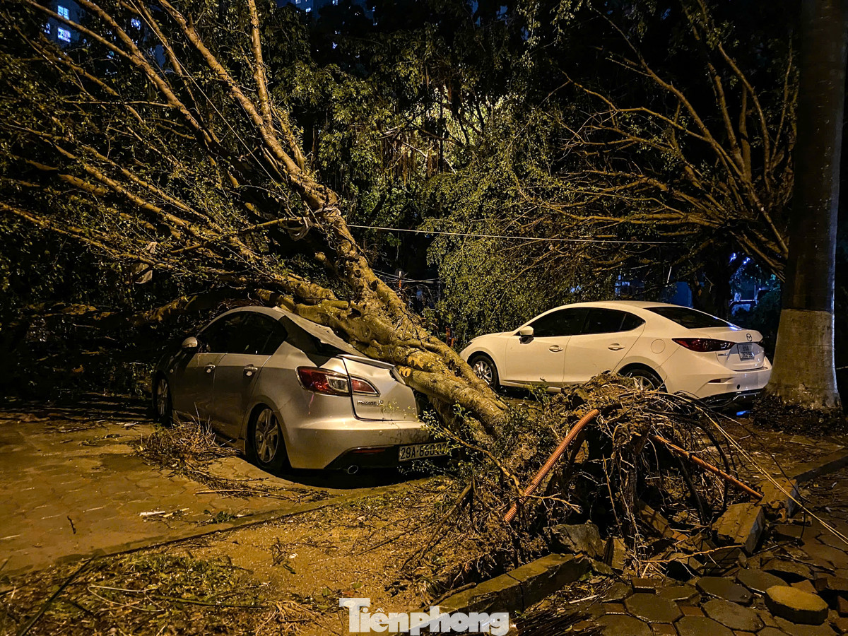 Cách đó không xa, một chiếc ô tô khác cũng trong tình trạng tương tự.