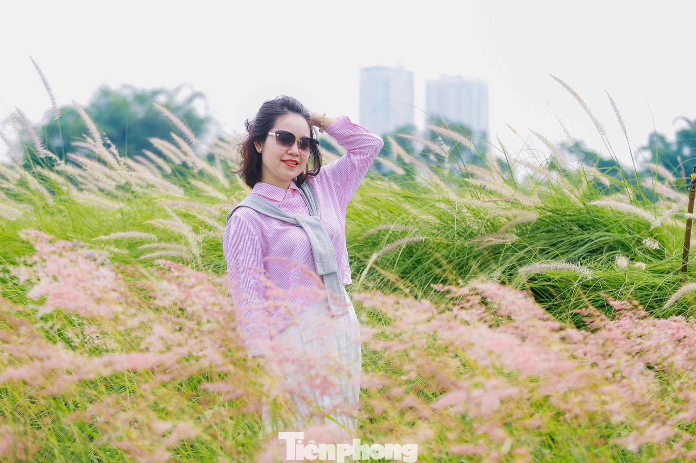 Cô Phạm Thu Thảo (Hà Đông) chia sẻ: "Tôi khá ấn tượng với sắc hồng tại bãi cỏ này, rất đẹp. Tôi chụp ảnh từ sáng đến trưa vẫn không thấy chán".