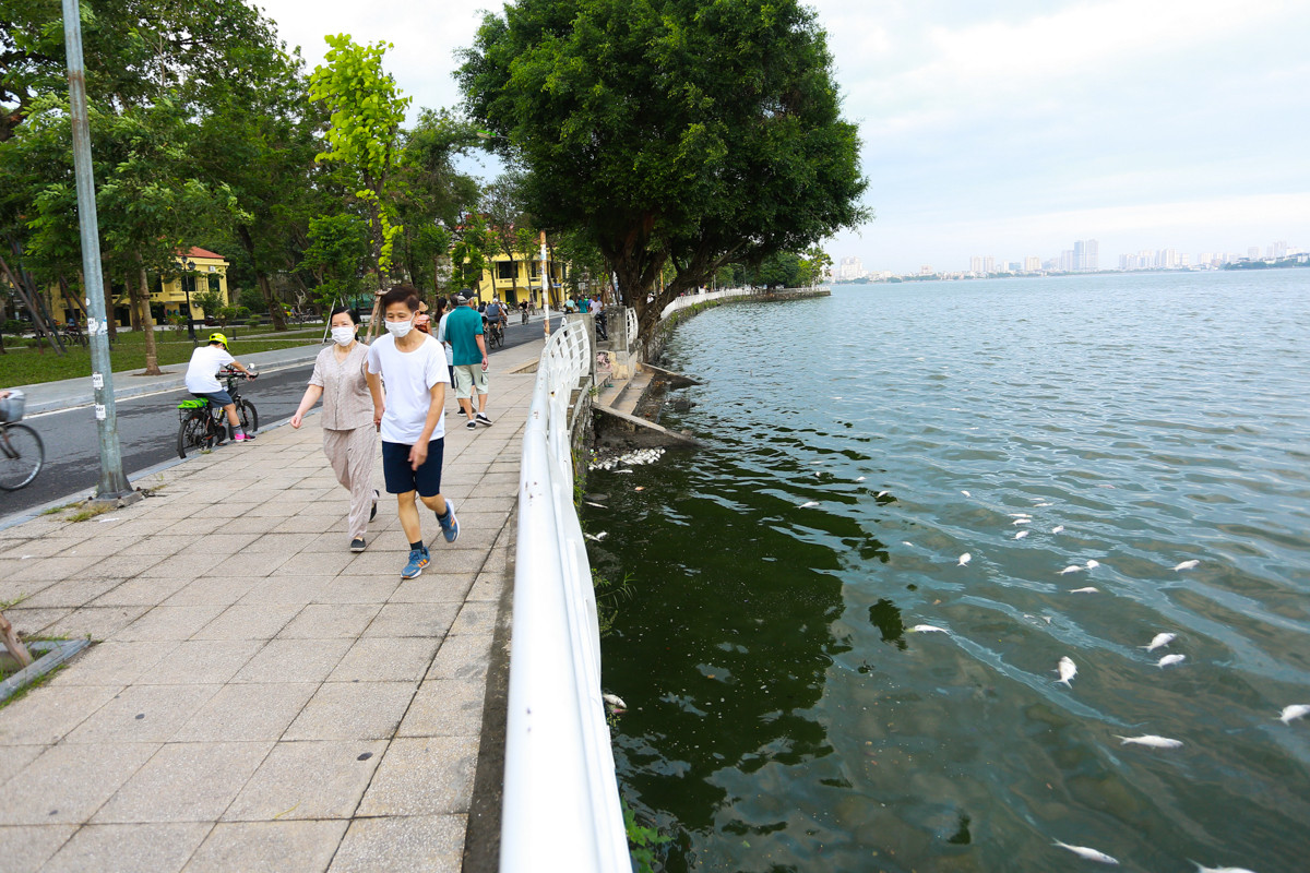 Người tập thể dục phải đeo khẩu trang vì mùi hôi của cá. Người tập thể dục phải đeo khẩu trang vì mùi hôi của cá.