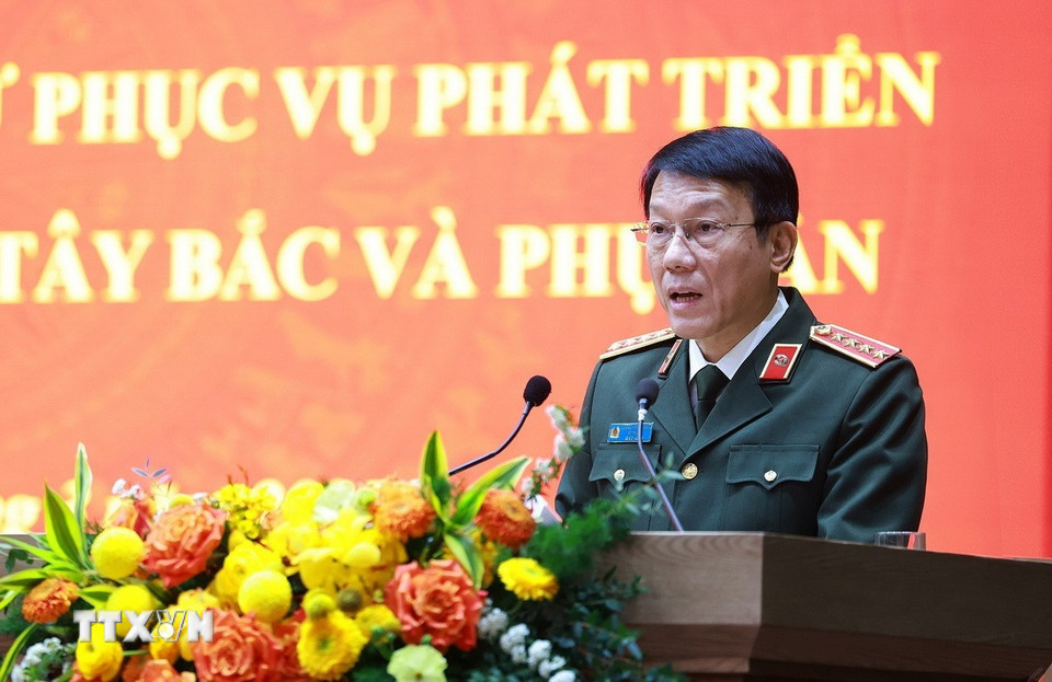 Đại tướng Lương Tam Quang, Bộ trưởng Bộ Công an phát biểu. (Ảnh: Dương Giang/TTXVN)