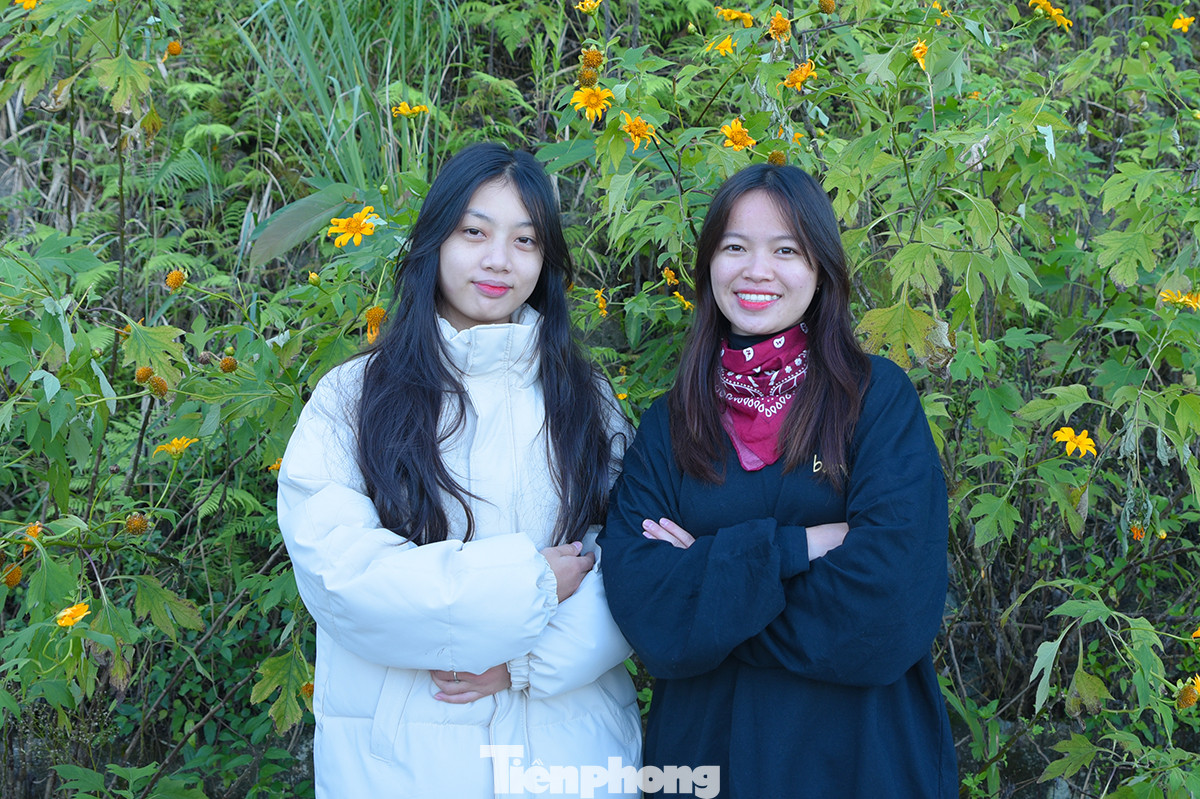 Kiều Ngân (SN 2004, ở Lạng Sơn) chia sẻ: “Mình và bạn thân xuất phát từ quận Thanh Xuân vào khoảng 5 giờ sáng, mình muốn mua vé sớm để lên tìm chỗ đẹp. Nay thời tiết sáng sớm hơi lạnh nhưng may mắn khi lên đây khá ấm, rất phù hợp để chụp ảnh sống ảo”.