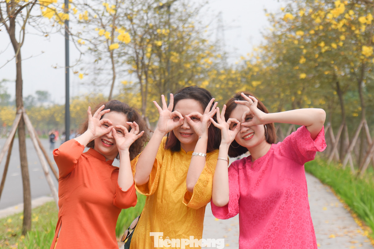 Hai bên đường được phủ ngập sắc vàng của hoa khiến nhiều bạn trẻ tới đây nói cảm giác như lạc vào mùa thu Hàn Quốc.