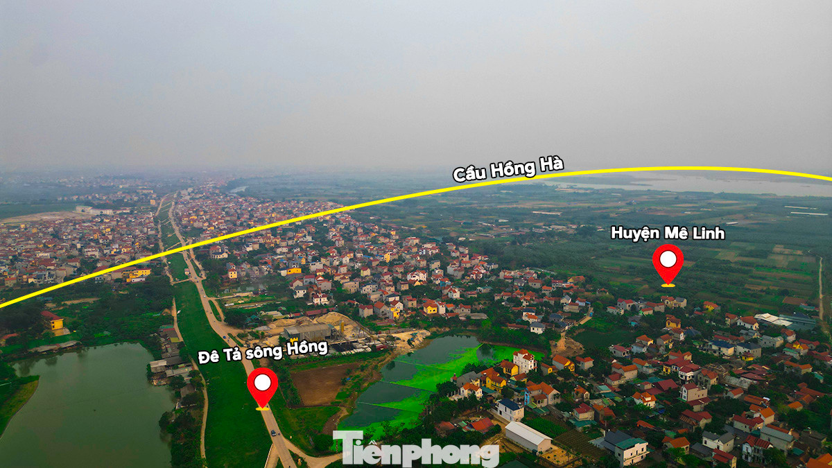 Phía Bắc nằm tại xã Văn Khê, huyện Mê Linh, vượt qua đường đê tả sông Hồng.