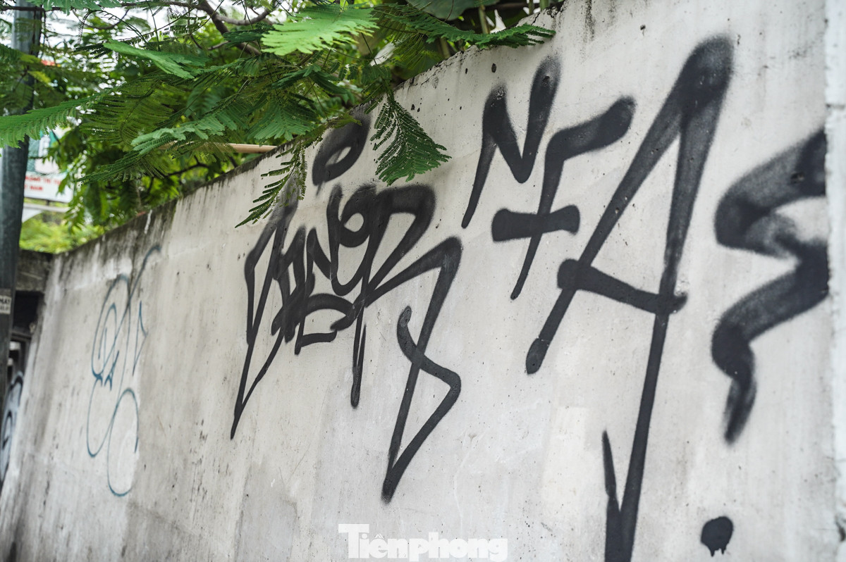 Trên đoạn đê Nghi Tàm, kéo dài gần 1 km cũng là nơi "sáng tác" ưa thích của những người vẽ thiếu ý thức.