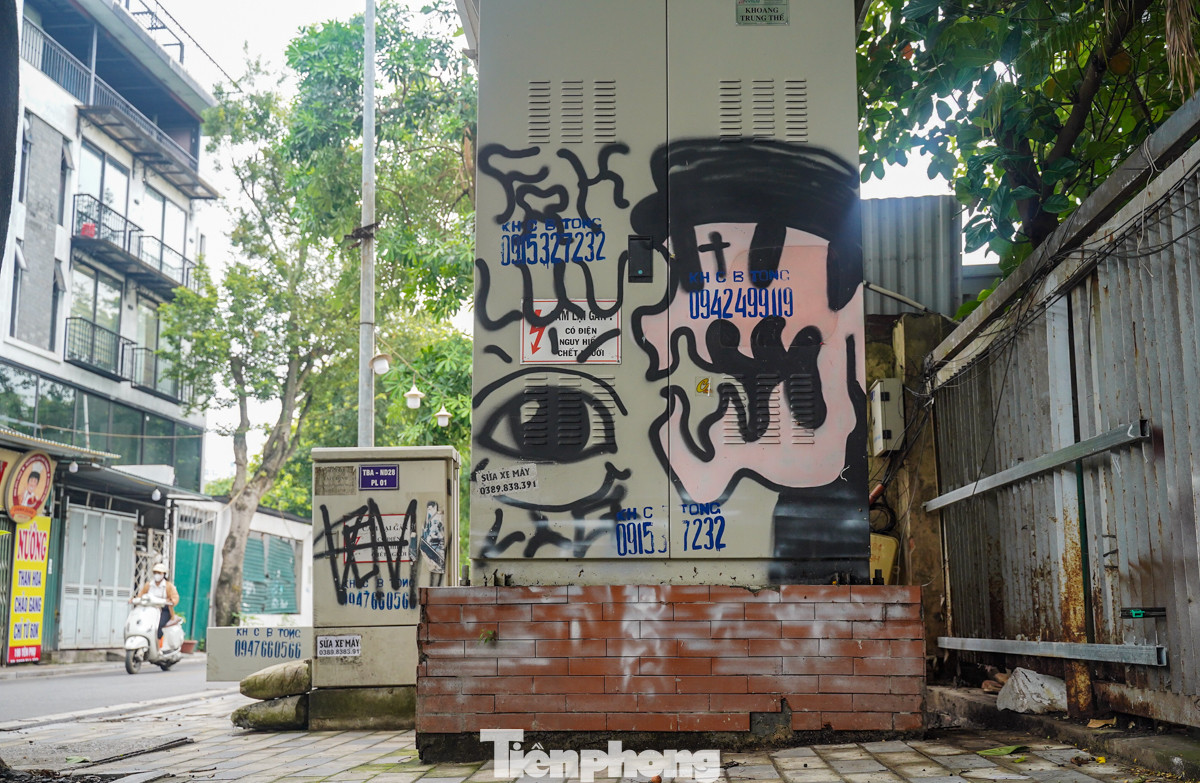 Những chiếc tủ điện cũng không thoát. Theo tìm hiểu, cách vẽ này được giới trẻ biết đến với cái tên Graffiti (hay còn gọi là tranh phun sơn, nghệ thuật đường phố). Đây là hình thức nghệ thuật sử dụng sơn phun, bút lông, hoặc các công cụ khác để vẽ lên các bề mặt phẳng rộng như tường nhà, cửa cuốn, cầu cống, ga tàu điện ngầm...