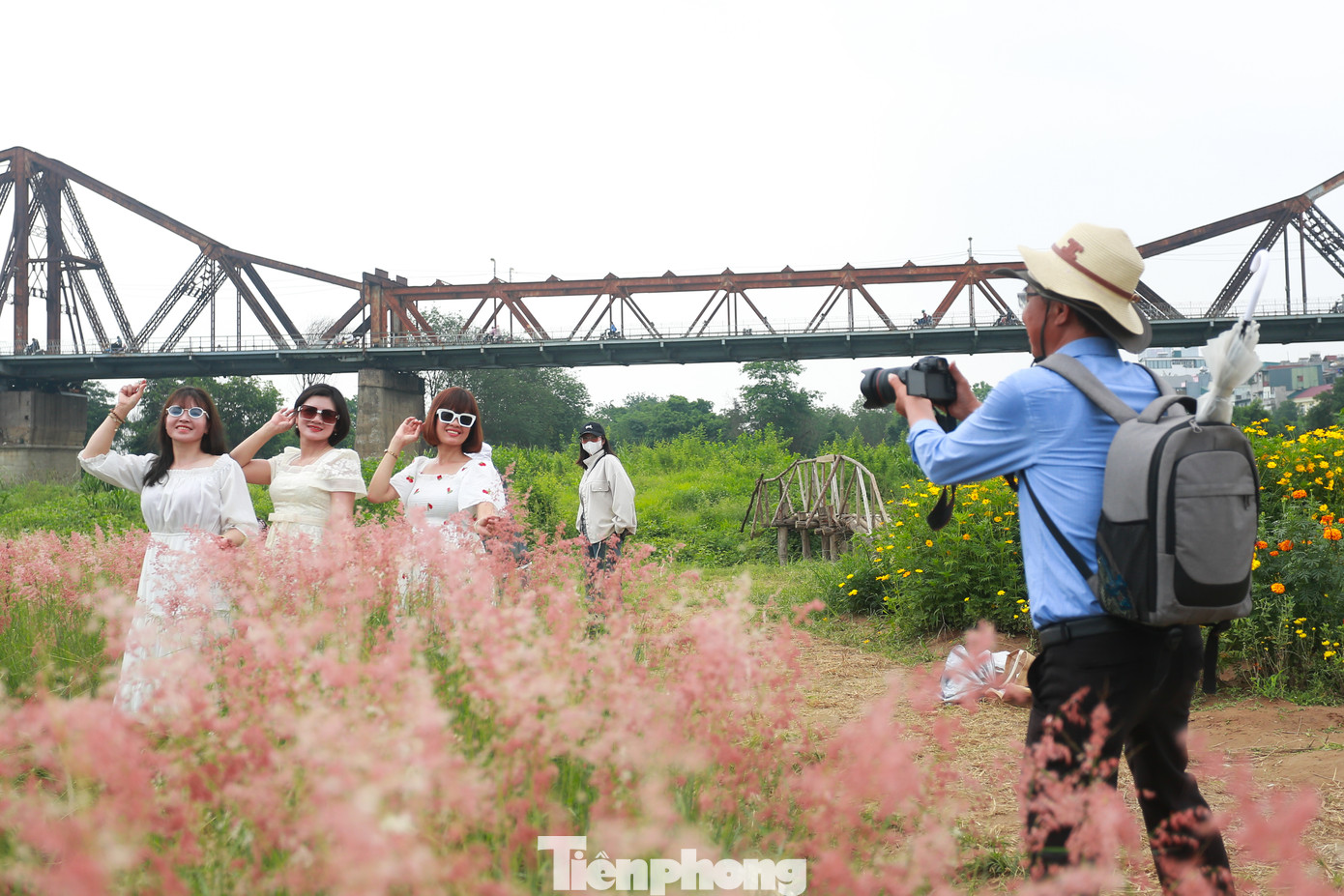 Không chỉ hấp dẫn giới trẻ, bãi cỏ hồng còn trở thành điểm dừng chân thú vị của nhiều người trung niên.
