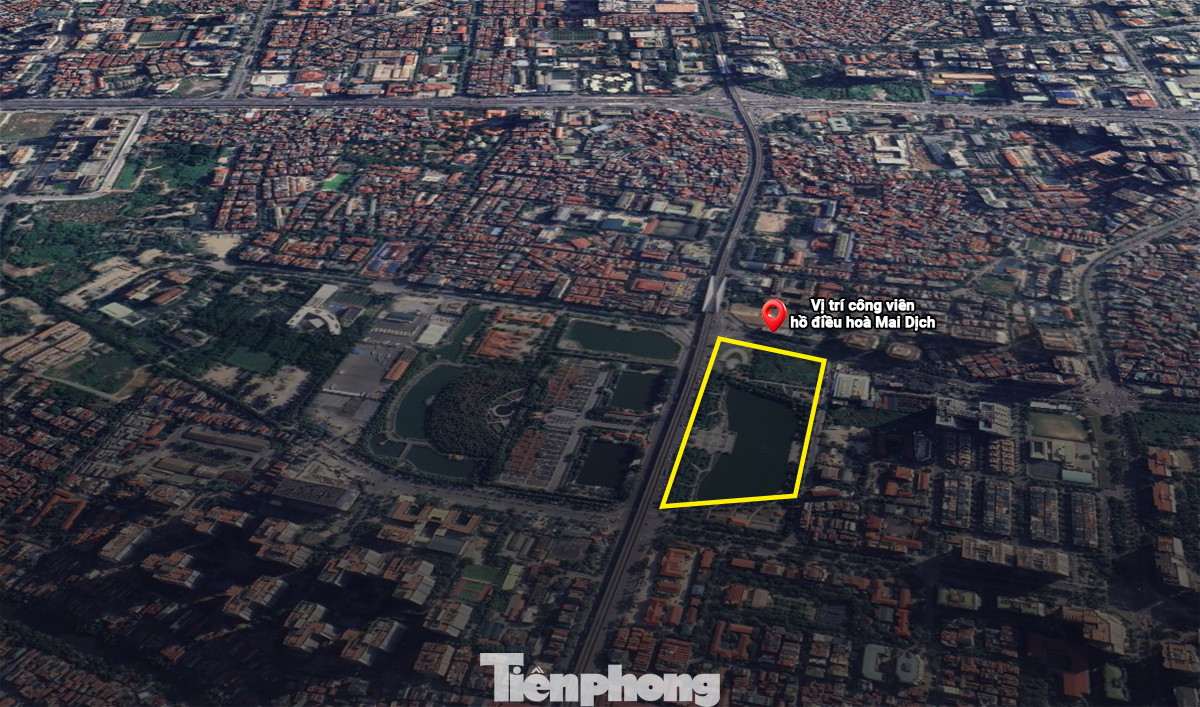 Vị trí công viên hồ điều hoà mai dịch trên bản đồ. (Ảnh: Google Maps)