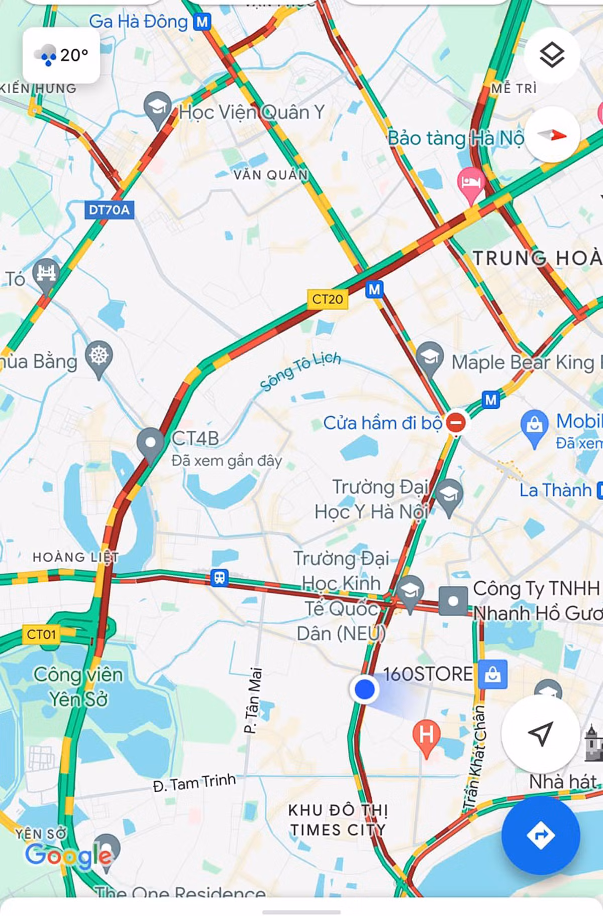 Bản đồ vệ tinh lúc 8 giờ 30 ngày 19/3 cho thấy, mọi ngả đường Thủ đô đều ùn tắc nghiêm trọng (Ảnh: Google Map)