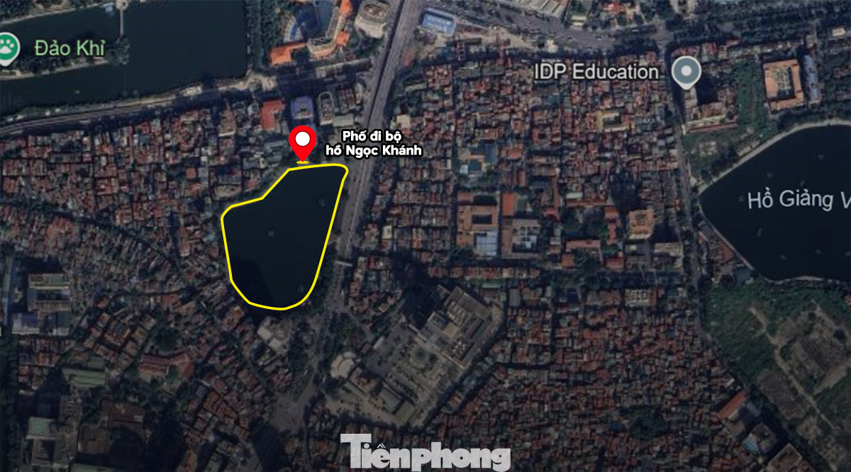 Vị trí phố đi bộ hồ Ngọc Khánh trên bản đồ. (Ảnh: Google Maps)