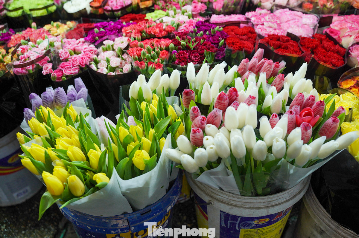 Hoa ở đây đủ chủng loại được đưa về từ khắp các vùng trồng hoa nổi tiếng của miền Bắc như Tây Tựu, Đông Anh, Gia Lâm, Phúc Yên… có những loại hoa thì vận chuyển từ Đà Lạt, Lâm Đồng...