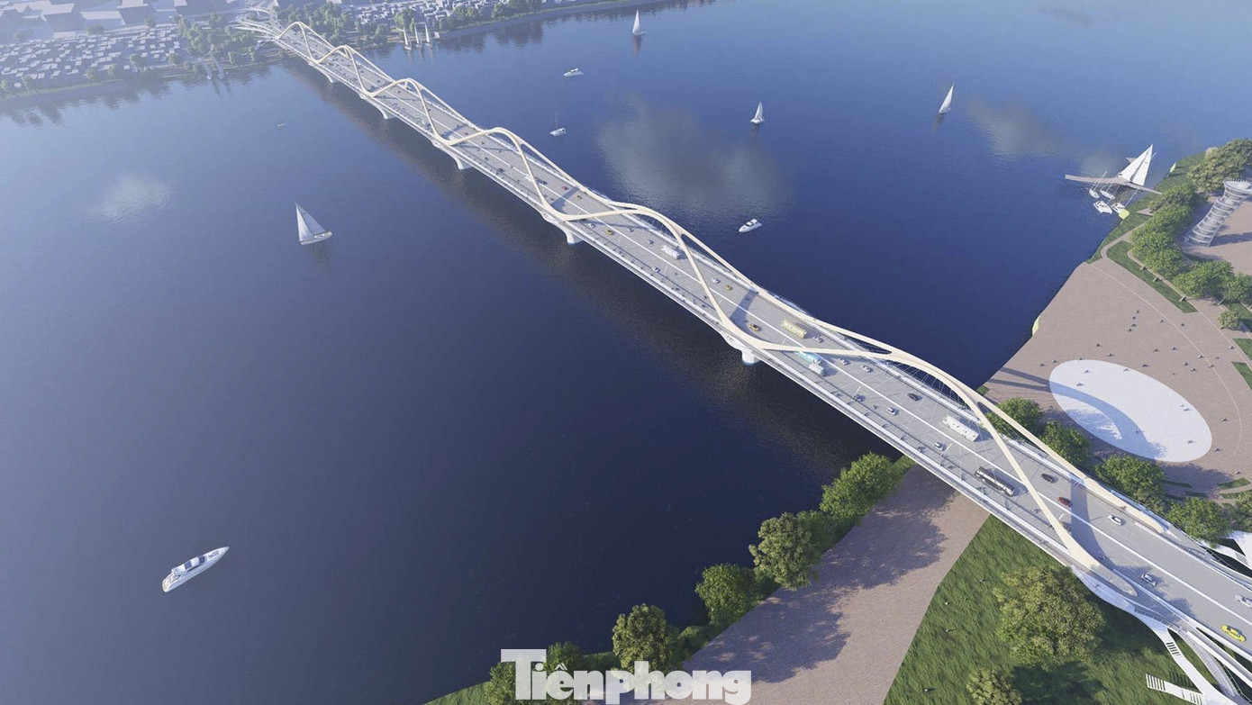 Công trình nối trung tâm thành phố (quận Hoàn Kiếm) sang quận Long Biên, được UBND thành phố Hà Nội phê duyệt phương án thiết kế kiến trúc vòm chính là 2 đường cong tiếp xúc nhau lặp lại 6 nhịp tạo hình tượng vô cực. Thiết kế được thực hiện bởi Liên danh Công ty TNHH Kiến trúc NIWA - Công ty TNHH Chodai &amp; Kiso-Jiban Vietnam - Công ty TNHH Chodai - Công ty TNHH Thiết kế Kiến trúc NH Village, đạt số điểm cao nhất trong các phương án tham gia dự tuyển kiến trúc của cầu.