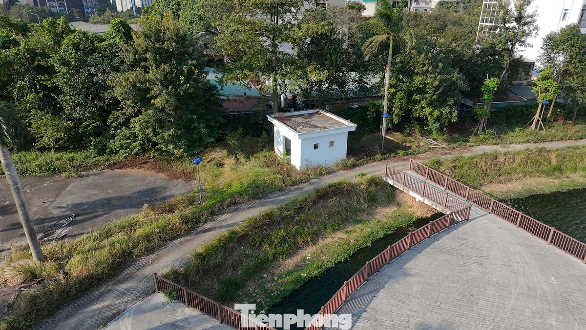 Gần như các hạng mục trong dự án công viên hồ Phùng Khoang đang bị cỏ dại bủa vây, hoang hóa kéo dài nhiều năm nay.