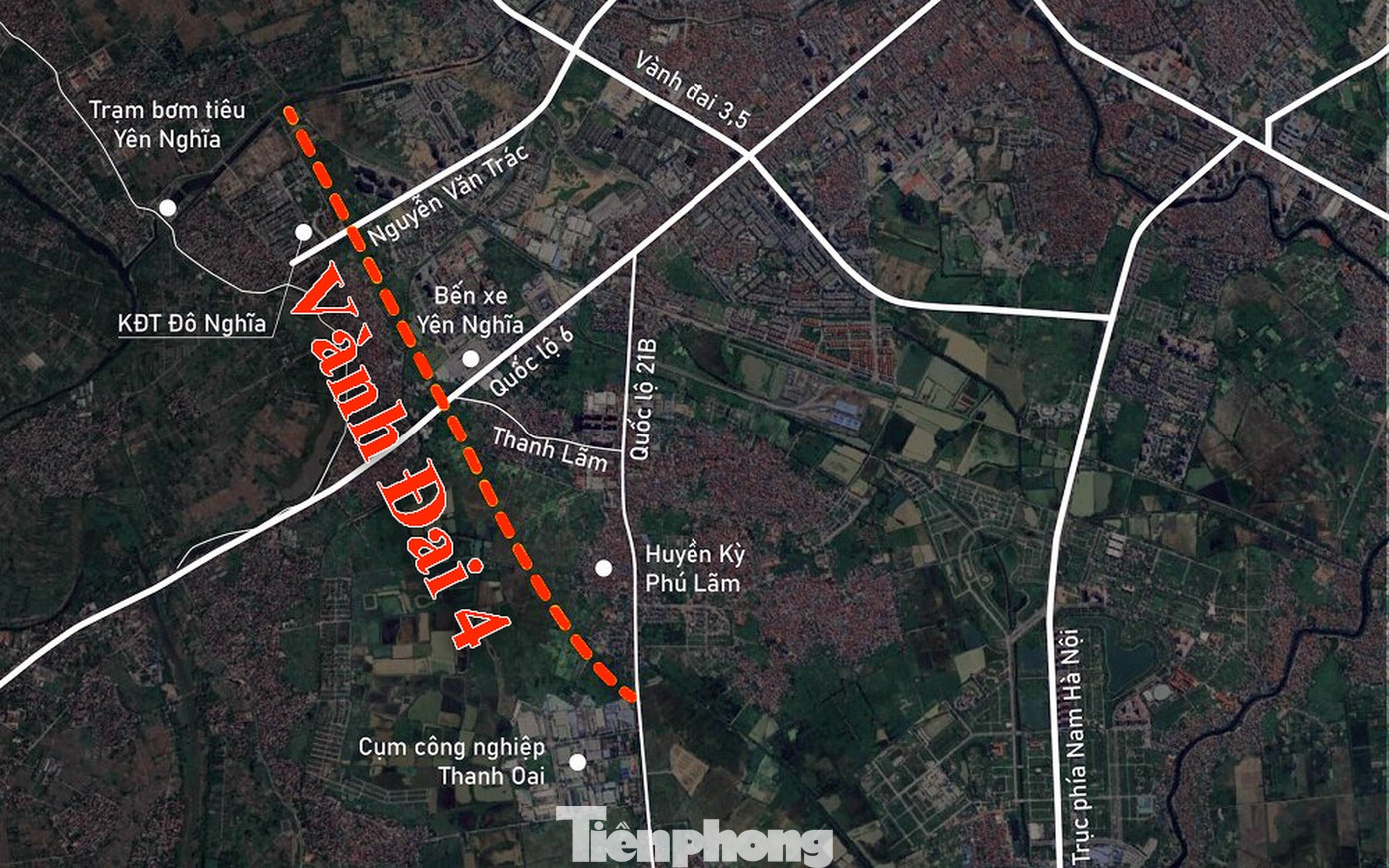 Hình ảnh sơ đồ đường Vành đai 4 đi qua địa phận quận Hà Đông. Hình ảnh sơ đồ đường Vành đai 4 đi qua địa phận quận Hà Đông.