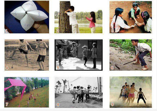 Cộng đồng mạng tỏ vẻ thích thú khi nhìn lại hình ảnh của những trò chơi thú vị ngày bé, như trốn tìm, nhảy dây, thả diều, rồng rắn lên mây... Ảnh: Những Câu Nói Bất Hủ