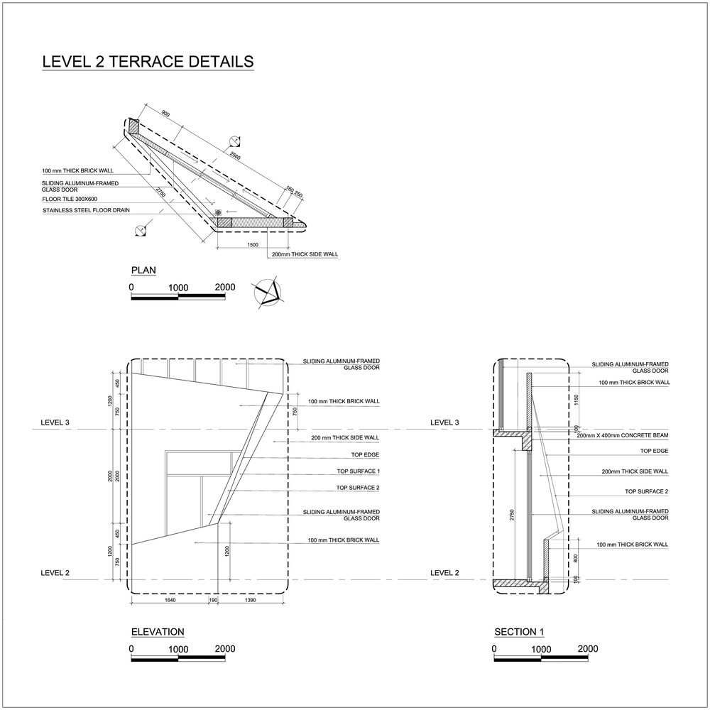 Gia chủ yêu cầu một khu vực dành cho việc bán lẻ và đỗ xe linh hoạt tại tầng trệt, đồng thời phải tối đa hóa không gian thương mại ở hai tầng trên. Bên cạnh đó, cần đảm bảo mức độ riêng tư cao và cách âm từ góc đường đông đúc.