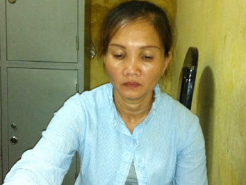 Bà Hường tại cơ quan điều tra. Bà Hường tại cơ quan điều tra