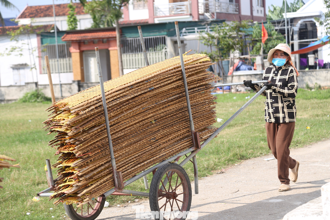 Bánh sau khi phơi đủ nắng sẽ được gom lại và đưa về xưởng sản xuất.