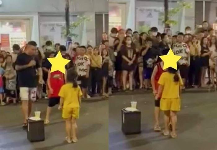 Hình ảnh hai em nhỏ hôn nhau ở chương trình ghép đôi phố đi bộ TP Vinh tối 24/5. (Ảnh cắt từ clip) Hình ảnh hai em nhỏ hôn nhau ở chương trình ghép đôi phố đi bộ TP Vinh tối 24/5. (Ảnh cắt từ clip)