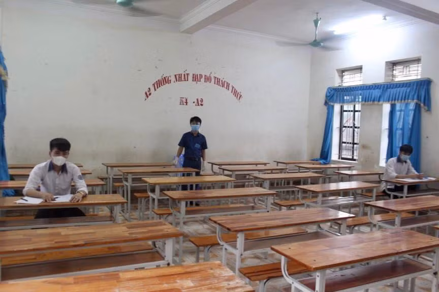 Phòng thi dành cho 2 thí sinh F1 ở điểm trường THPT Quỳnh Lưu 3