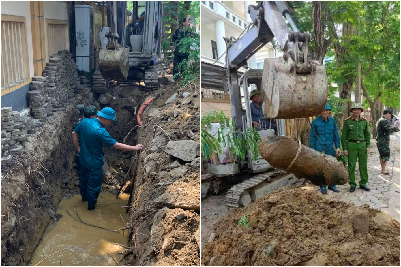 Hiện trường phát hiện quả bom ở TP Vinh