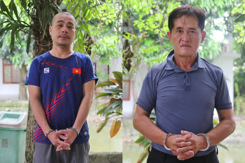 Đối tượng cầm đầu Phan Trung Hưng (trái) và Già Xìa Chơ. Đối tượng cầm đầu Phan Trung Hưng (trái) và Già Xìa Chơ.