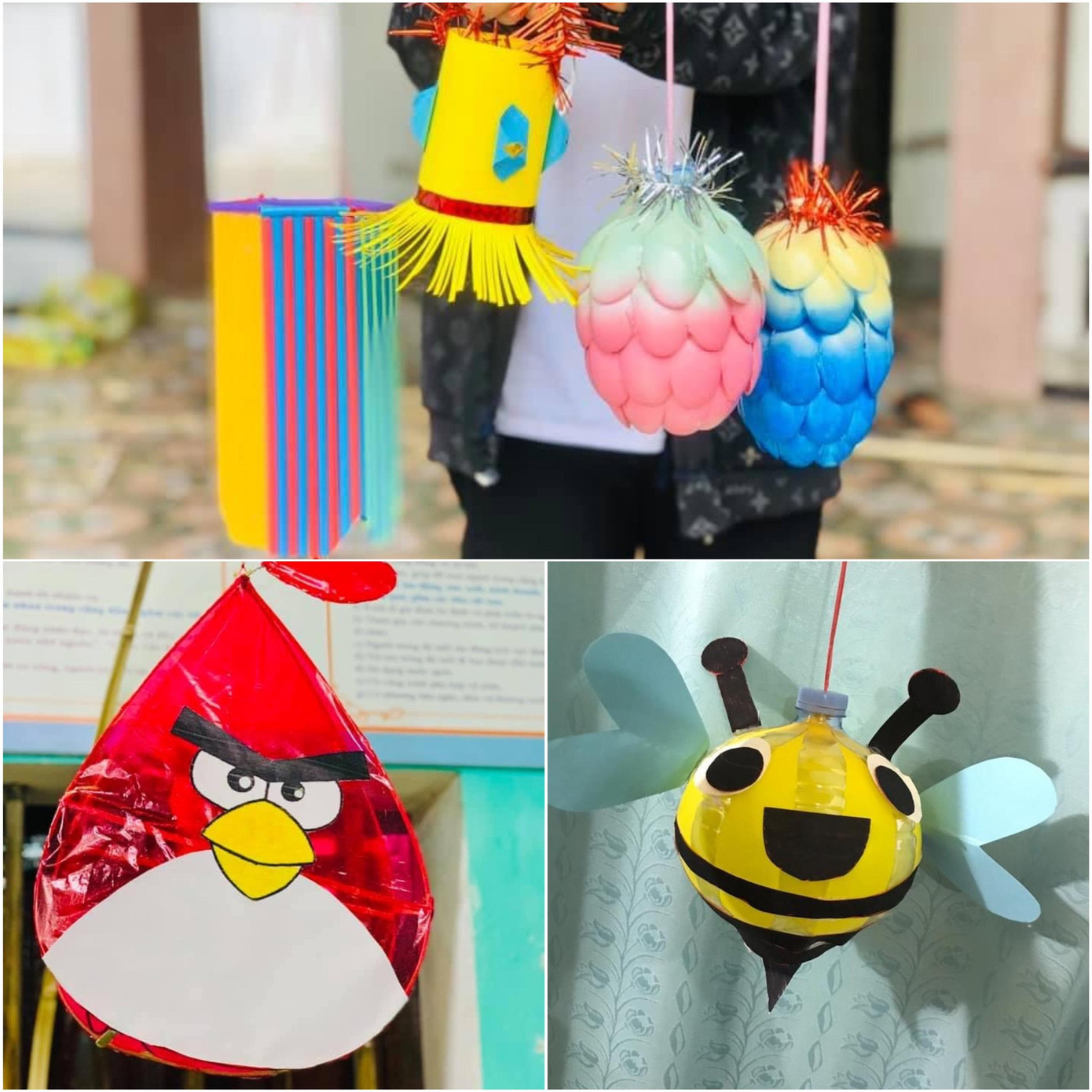 Hàng trăm chiếc đèn ông sao thủ công được các bạn đoàn xã chuẩn bị sẽ được trao tận tay cho các em thiếu nhi trong đêm hội trăng rằm.