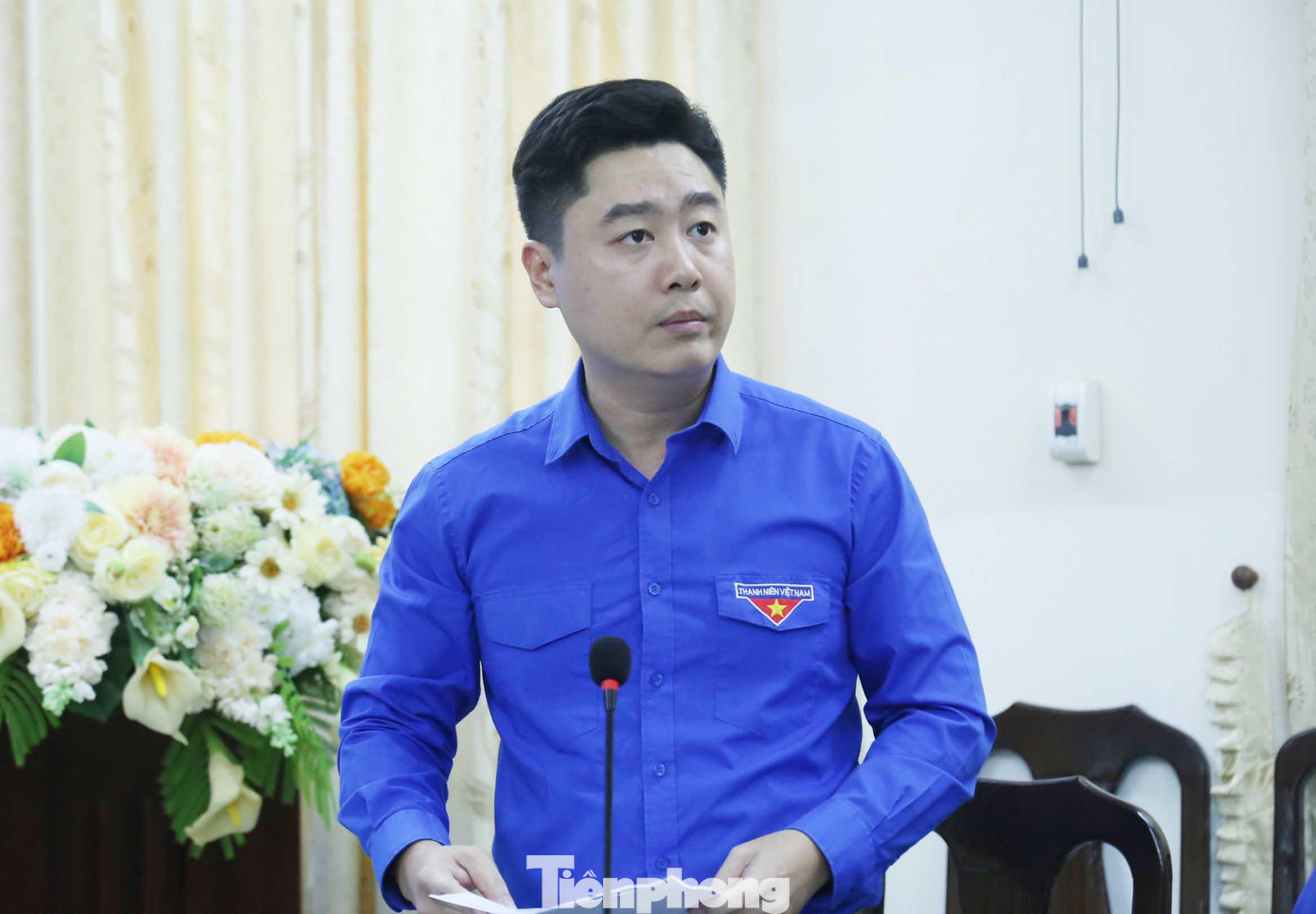 Anh Lê Văn Lương, Bí thư Tỉnh Đoàn Nghệ An báo cáo công tác chuẩn bị Đại hội