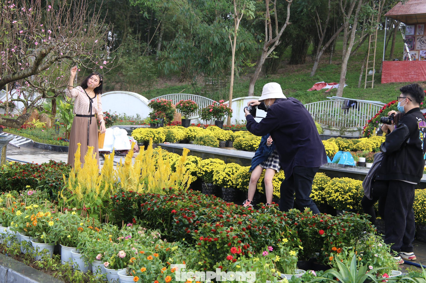 Con đường rực rỡ sắc hoa thu hút rất đông người dân đến chụp ảnh, lưu giữ nhưng khoảnh khắc đẹp ngày Xuân.