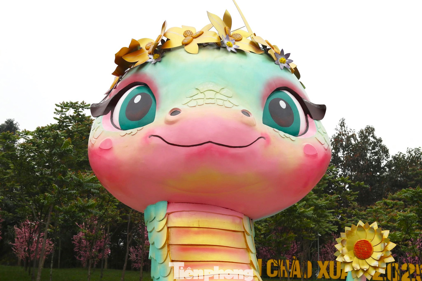 "Bé Na" được đeo vòng nguyệt quế, tượng trưng cho chiến thắng, miệng mỉm cười thể hiện niềm hạnh phúc.